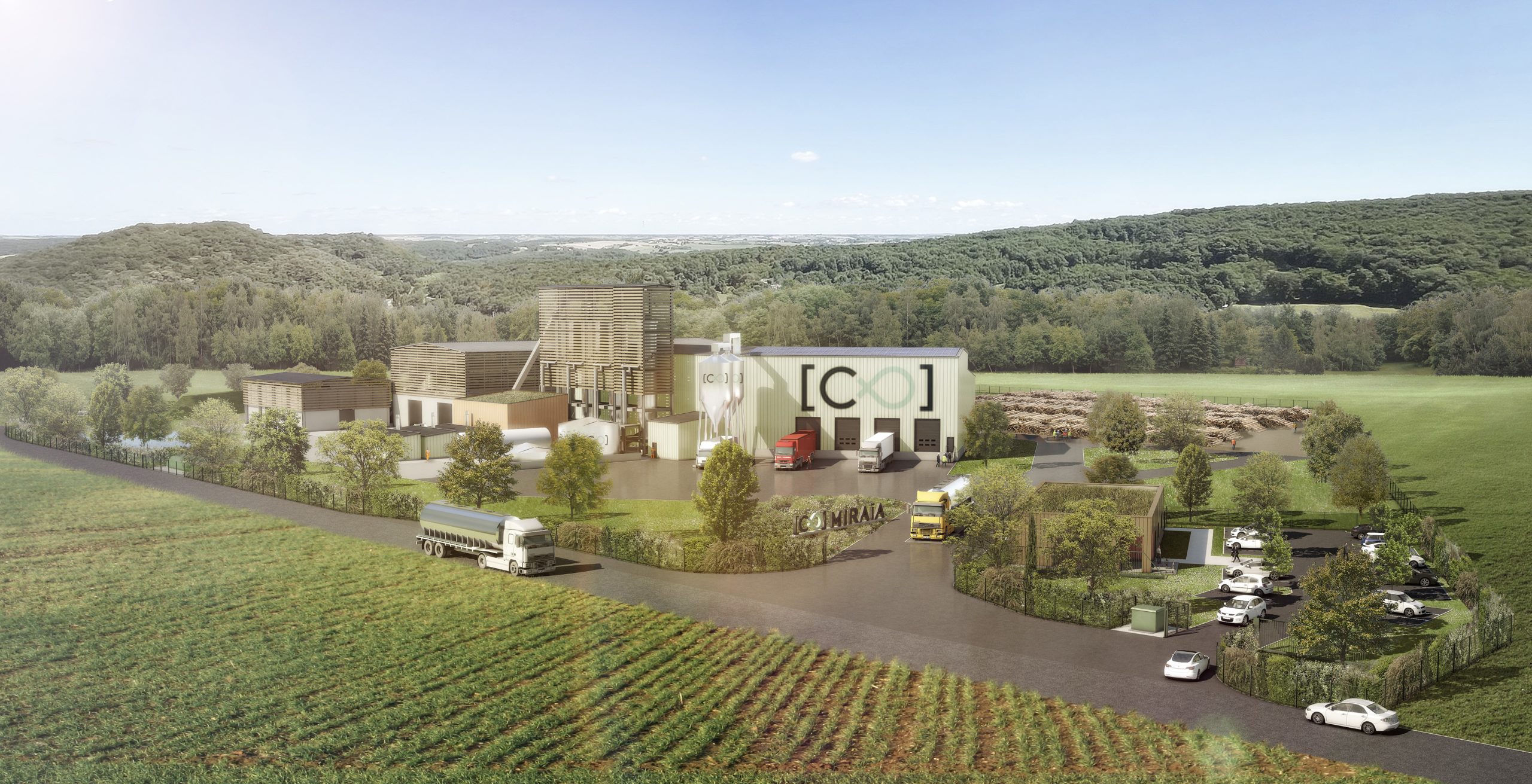 Vue en situation de la prochaine usine de production de biochar de MIRAIA